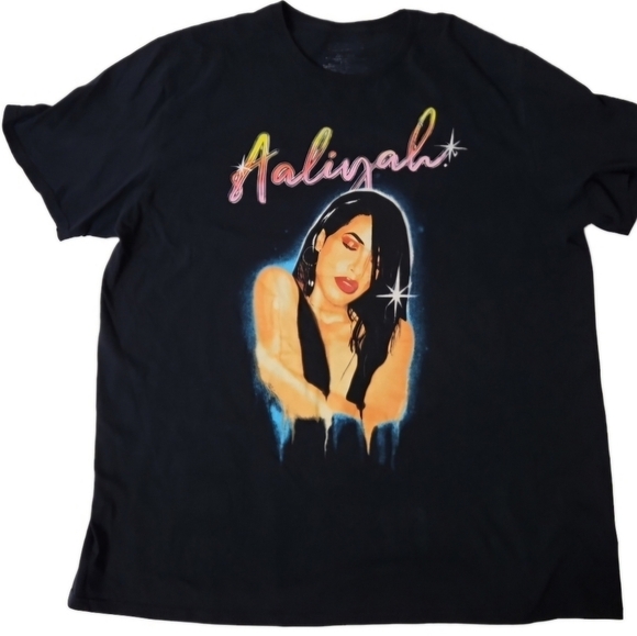 unbranded Other - Vintage Men's L Large Aaliyah T-shirt Black Short Sleeve Excellent Condition EUC